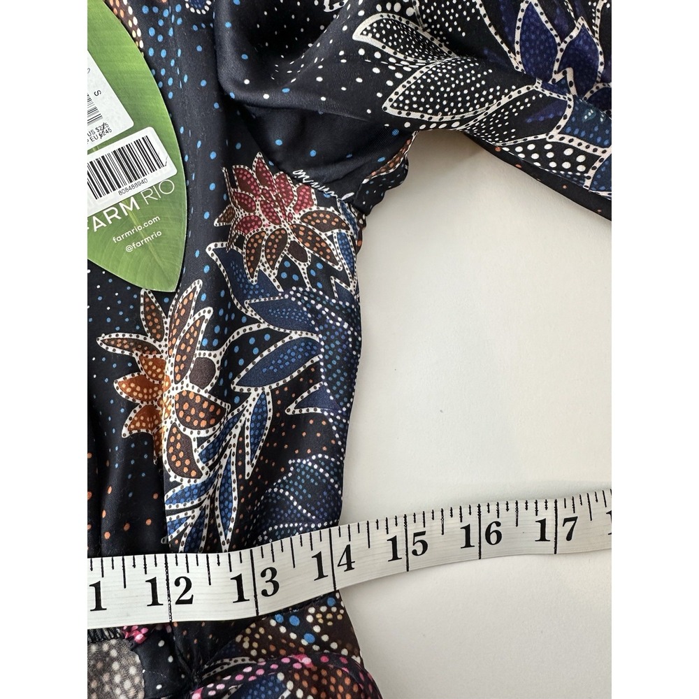 NEW Farm Rio Mine Dress Women's Small floral-mini Long Sleeve Coquette Formal - Picture 13 of 14